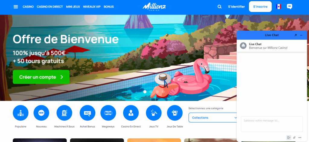 support client Millionz Casino en ligne
