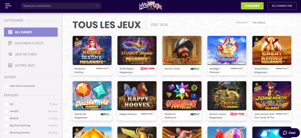 jeux d'argent Madnix casino en ligne 