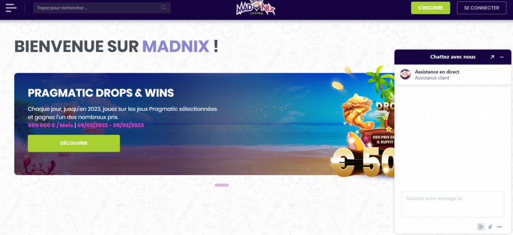 support client Madnix casino